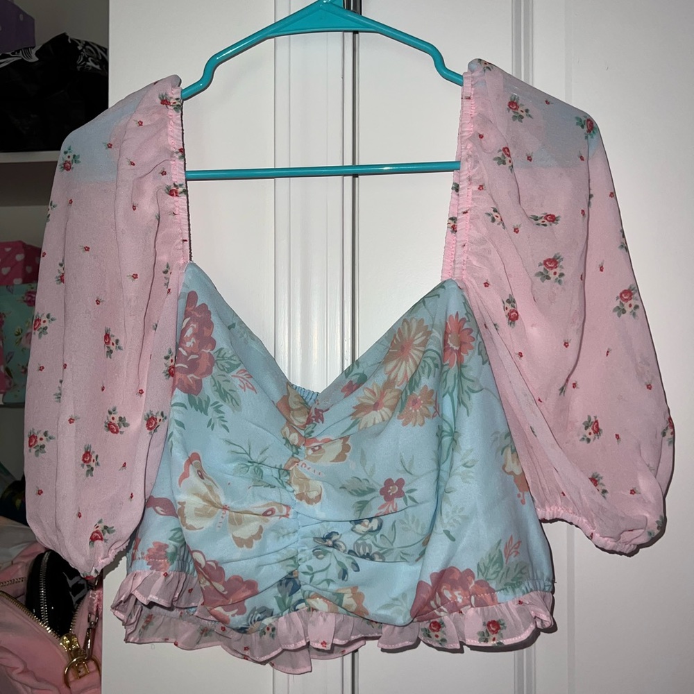 Dolls Kill x Hollie Hobby Pat A Cake Ruffle Chiffon Crop Top & skirt set NWT ๐ฉท - Picture 5 of 6